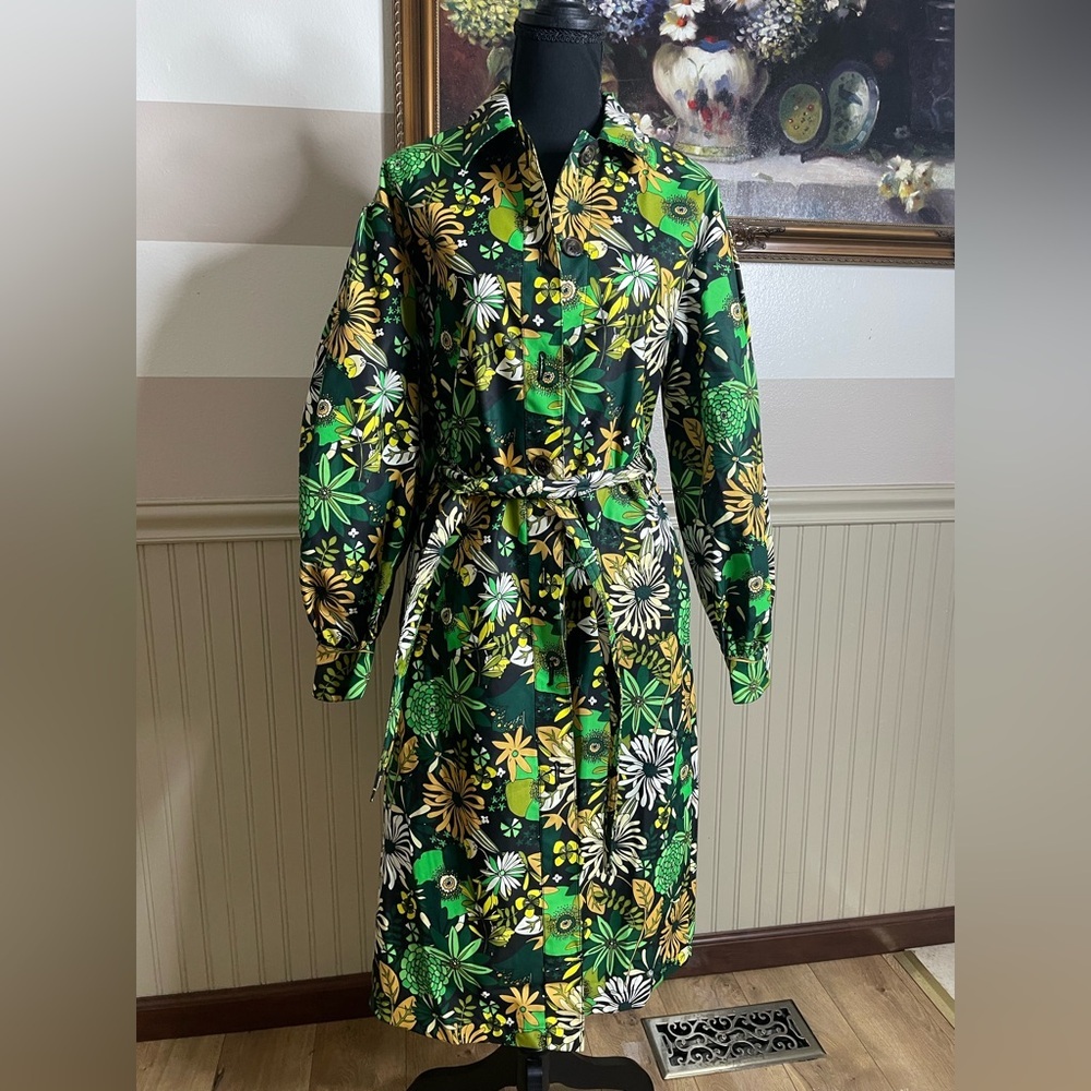 INC International Concepts Floral Trench Coat Belted Long Jacket NWT Size S - Picture 4 of 15